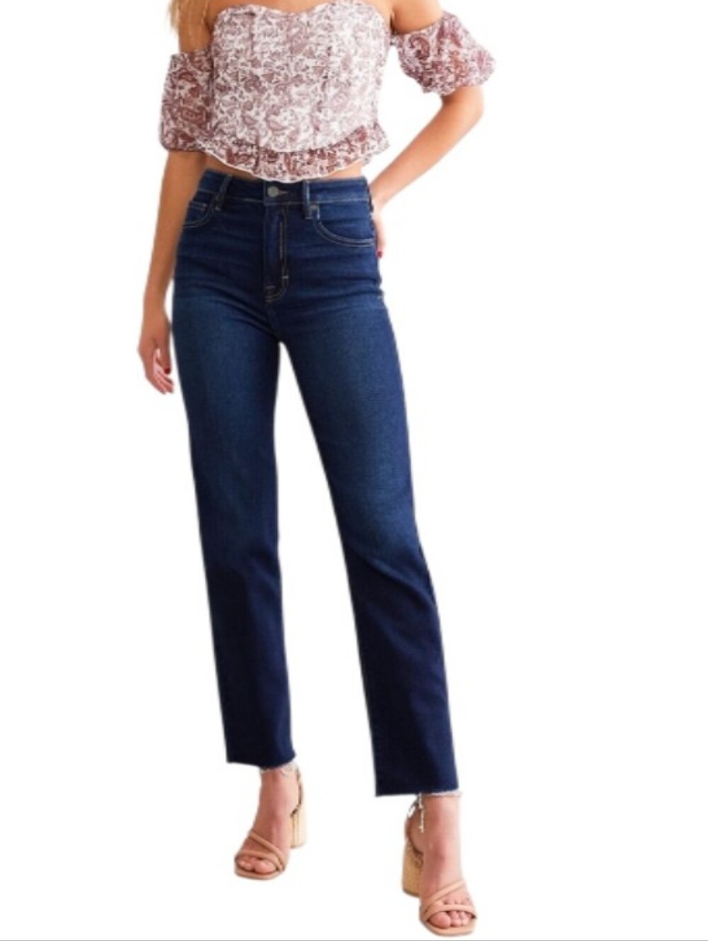 Hidden Tracey High-Rise Cropped Raw Hem  Straight Leg Stretch Jeans -NWOT